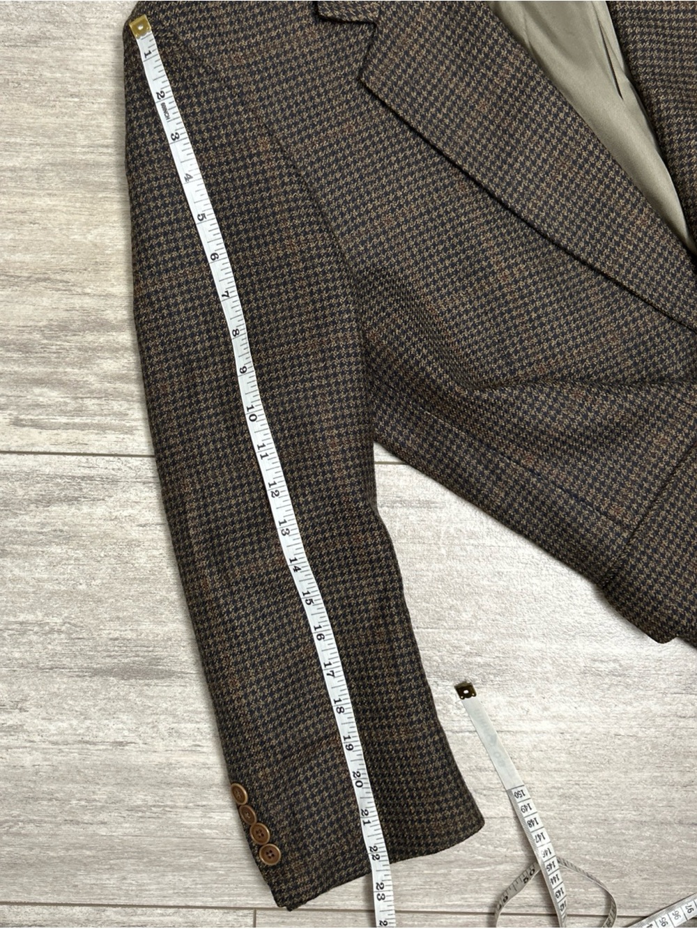 VTG Kingsridge Imperial Sport Coat Blazer Brown Houndstooth Plaid USA Men’s 44S - Picture 11 of 13